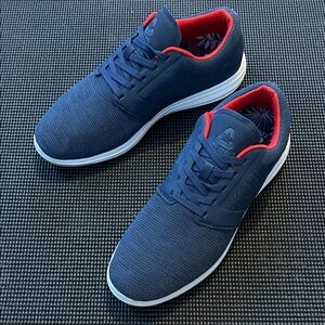 Travis Mathew Navy Sneakers with Red Lining